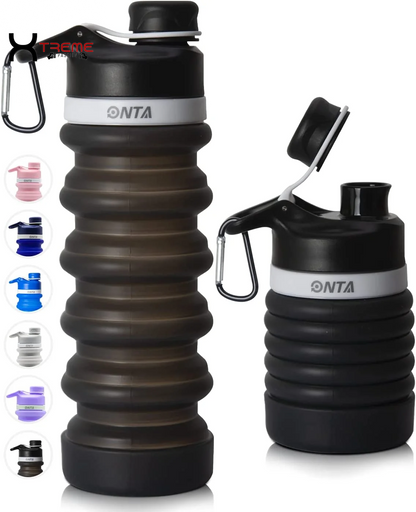 Discover the Ultimate 20Oz Collapsible Water Bottle - BPA-Free Silicone, Leak-Proof & Travel-Friendly in Sleek Black