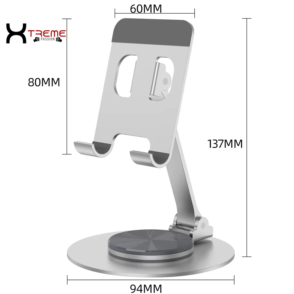 Revolutionary 360° Rotating Metal Desk Phone Holder Stand - Elevate Your iPhone, Smartphone & Tablet Experience for Effortless Viewing and Reading