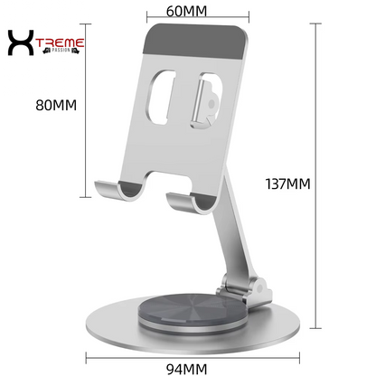 Revolutionary 360° Rotating Metal Desk Phone Holder Stand - Elevate Your iPhone, Smartphone & Tablet Experience for Effortless Viewing and Reading