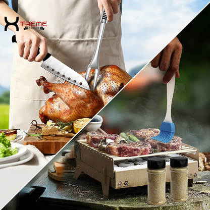 Ultimate 14-Piece Stainless Steel Camping Cooking Set - Your Complete Outdoor Kitchen Companion with Portable Storage Bag for Grilling, BBQ, and Adventure Cooking!