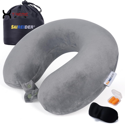 Experience Unmatched Comfort with Our 100% Pure Memory Foam Travel Neck Pillow - Perfect for Airplane, Car, Home & Office with Easy-to-Clean Washable Cover in Black