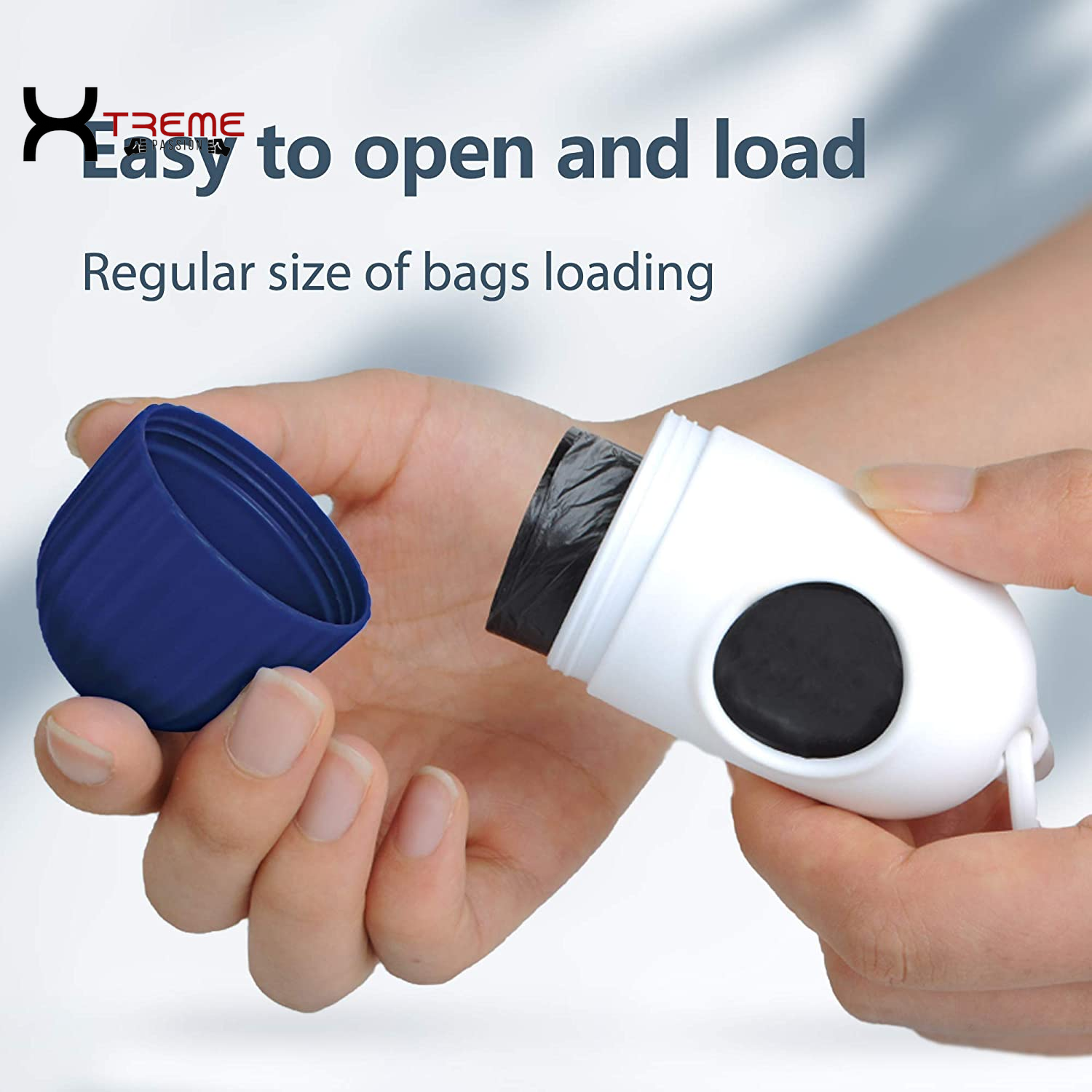 Ultimate 16 Ft Retractable Dog Leash with Poop Bag Dispenser - Tangle-Free & Anti-Slip Handle for Large Dogs Up to 110 Lbs - Reflective Nylon in Navy Blue