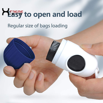 Ultimate 16 Ft Retractable Dog Leash with Poop Bag Dispenser - Tangle-Free & Anti-Slip Handle for Large Dogs Up to 110 Lbs - Reflective Nylon in Navy Blue