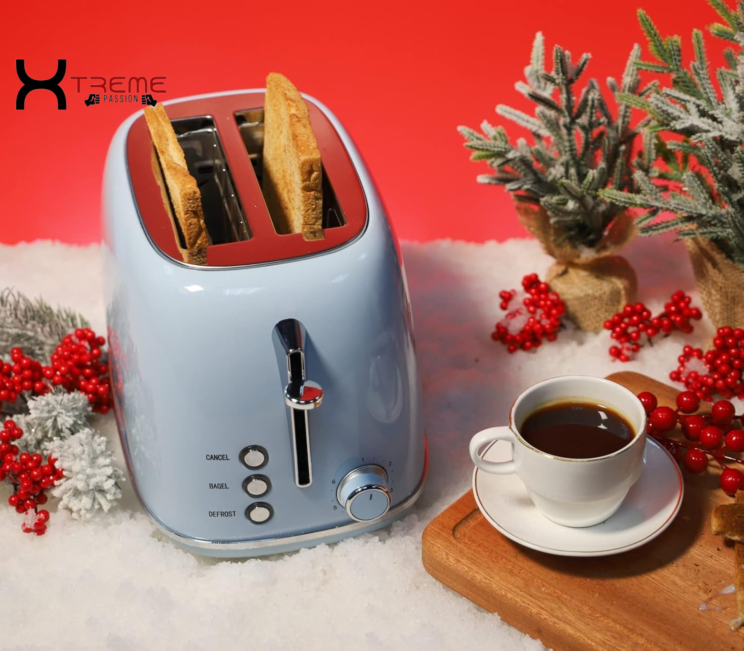 Stylish Deep Blue Compact 2-Slice Toaster with 6 Browning Settings, Bagel & Defrost Functions, and Removable Crumb Tray - Perfect for Every Kitchen!