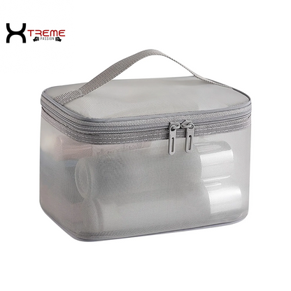 Stylish Black Makeup Bag - Large Capacity Travel Toiletries & Cosmetic Storage Tote with Brush Organizer