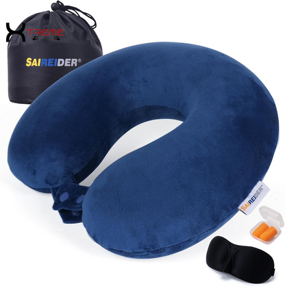 Experience Unmatched Comfort with Our 100% Pure Memory Foam Travel Neck Pillow - Perfect for Airplane, Car, Home & Office with Easy-to-Clean Washable Cover in Black