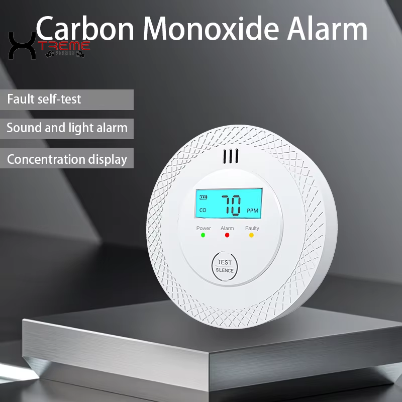 Battery-Powered Carbon Monoxide Detector with LCD Display - Reliable Smoke Alarm for Home, Office, Restaurant, and Hotel Safety