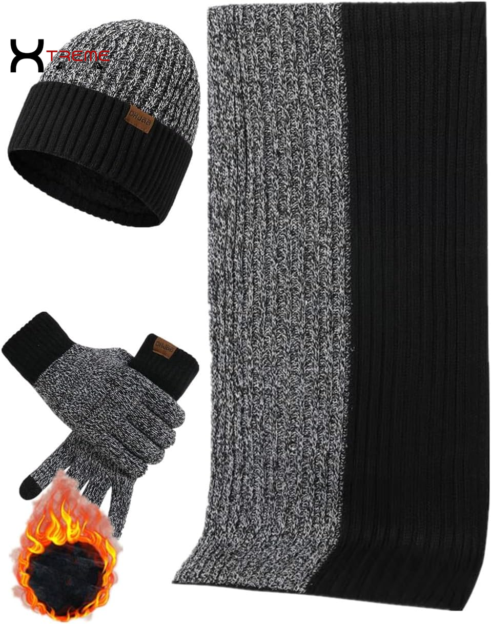 Ultimate Men's Winter Essentials: Cozy Knit Beanie, Warm Scarf & Touchscreen Gloves Set