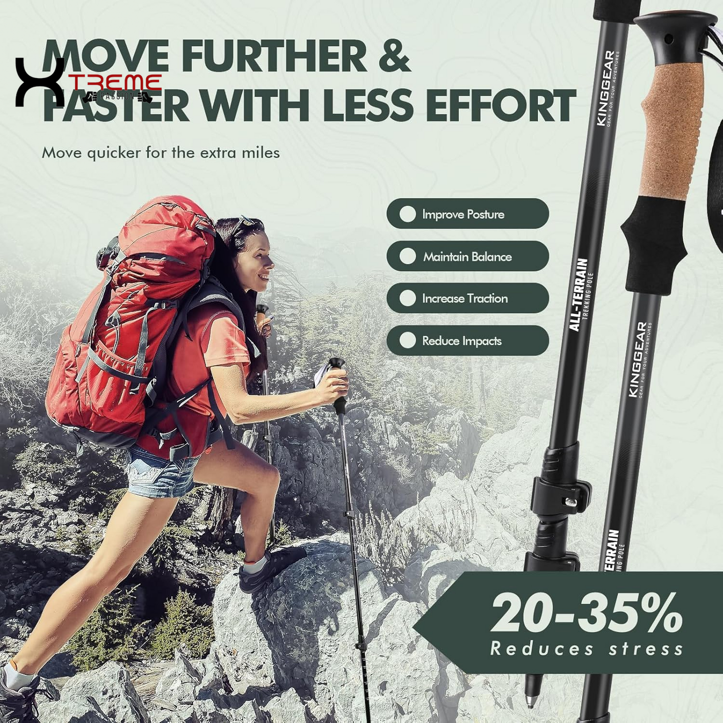 XtremePassion Ultra-Light Professional Hiking Poles - Adventure Ready