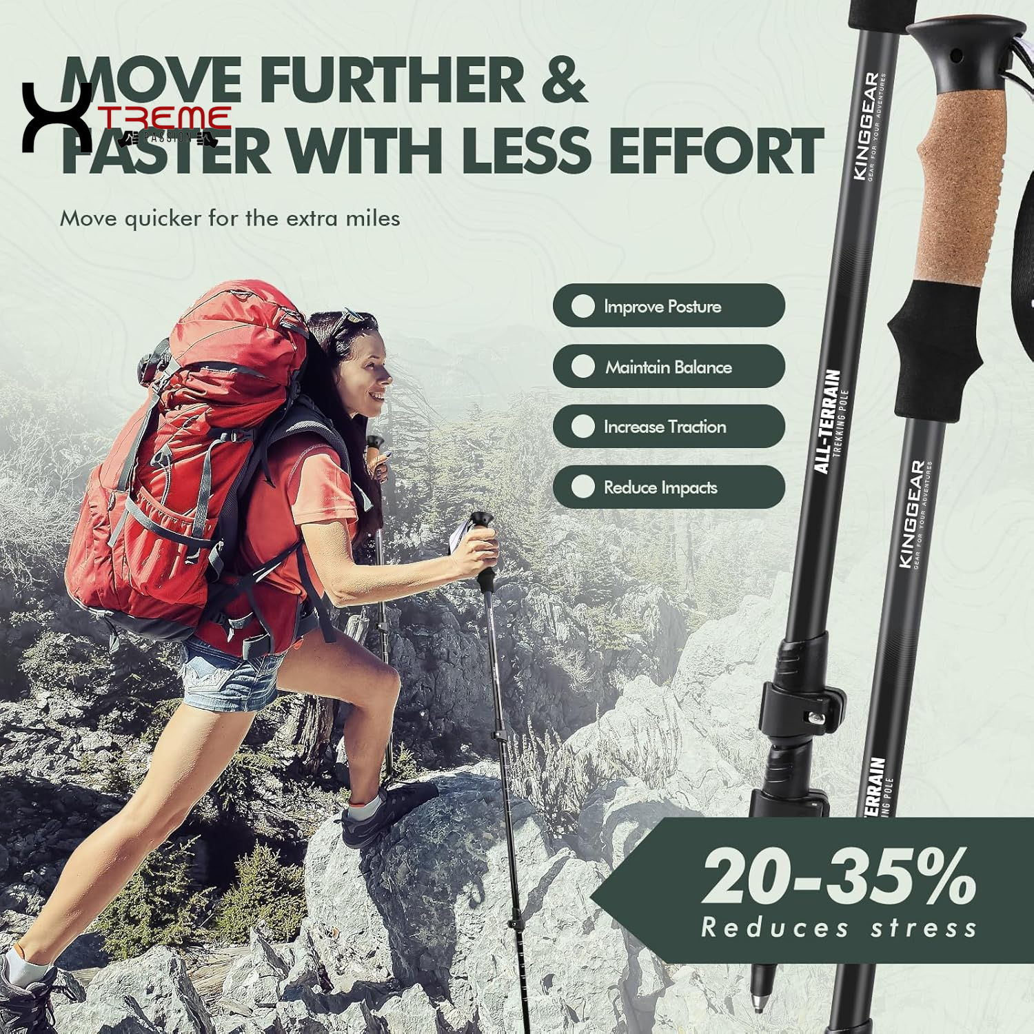 XtremePassion Ultra-Light Professional Hiking Poles - Adventure Ready