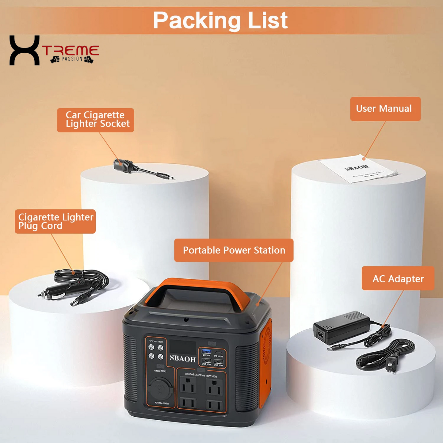 300W Portable Power Station - 296Wh Solar Generator with Quick Charge, 110V AC Outlets, DC Ports, and LED Flashlight