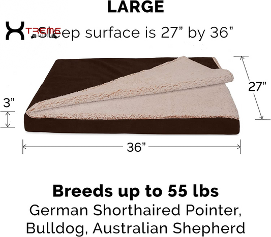 Ultimate Comfort for Your Furry Friend: Large Cooling Gel Dog Bed with Removable Washable Cover - Cozy Berber & Suede Top for Medium to Large Dogs Up to 55 lbs in Stylish Espresso