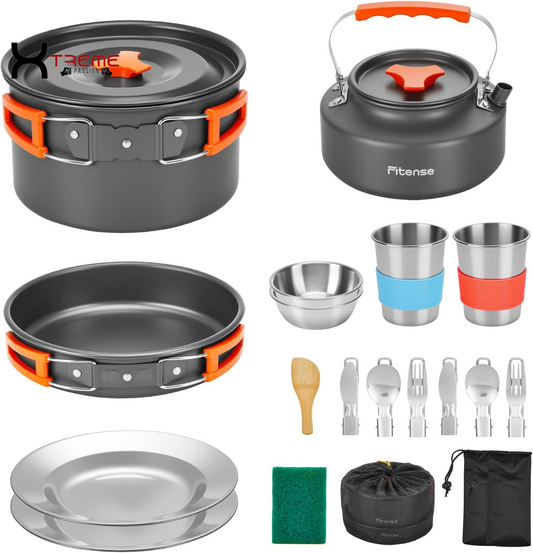 Discover the Ultimate 22-Piece Lightweight Camping Cookware Set – Perfect for Adventurous Couples and Small Groups!