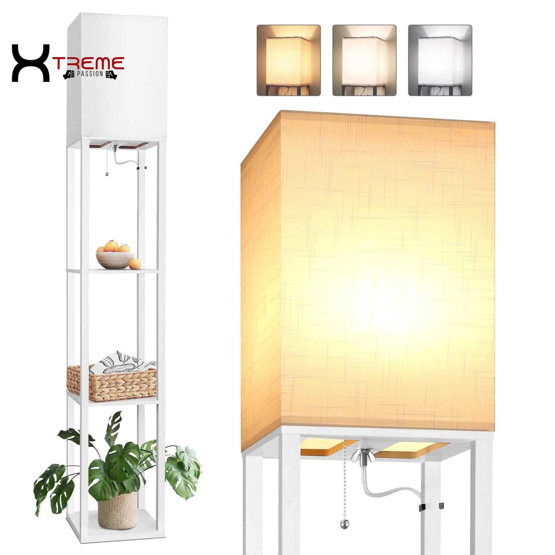 Elevate Your Space with the Modern 63" Black Wood Shelf Floor Lamp - Stylish Lighting & Practical Storage for Any Room