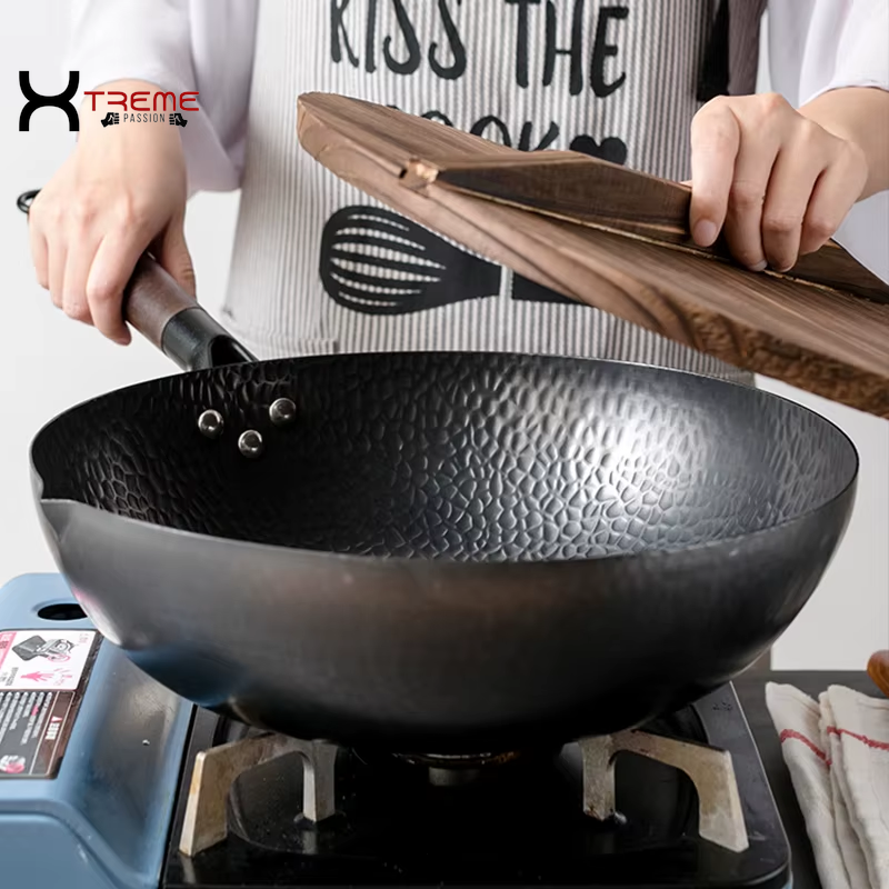 32cm Pure Iron Wok - Versatile Cast Iron Pan for Gas & Induction Cooking - Ideal Chinese Cookware