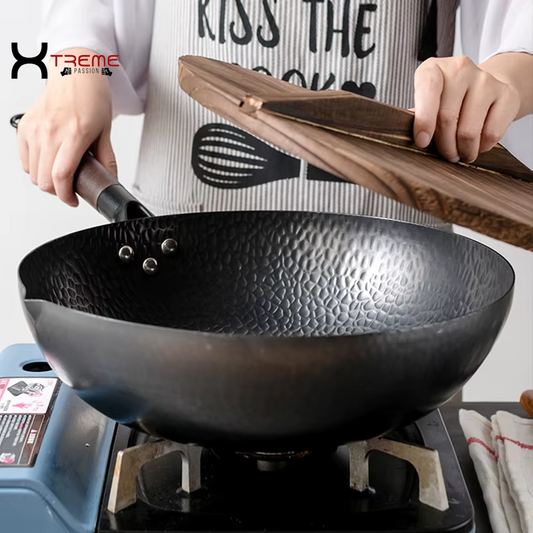 32cm Pure Iron Wok - Versatile Cast Iron Pan for Gas & Induction Cooking - Ideal Chinese Cookware