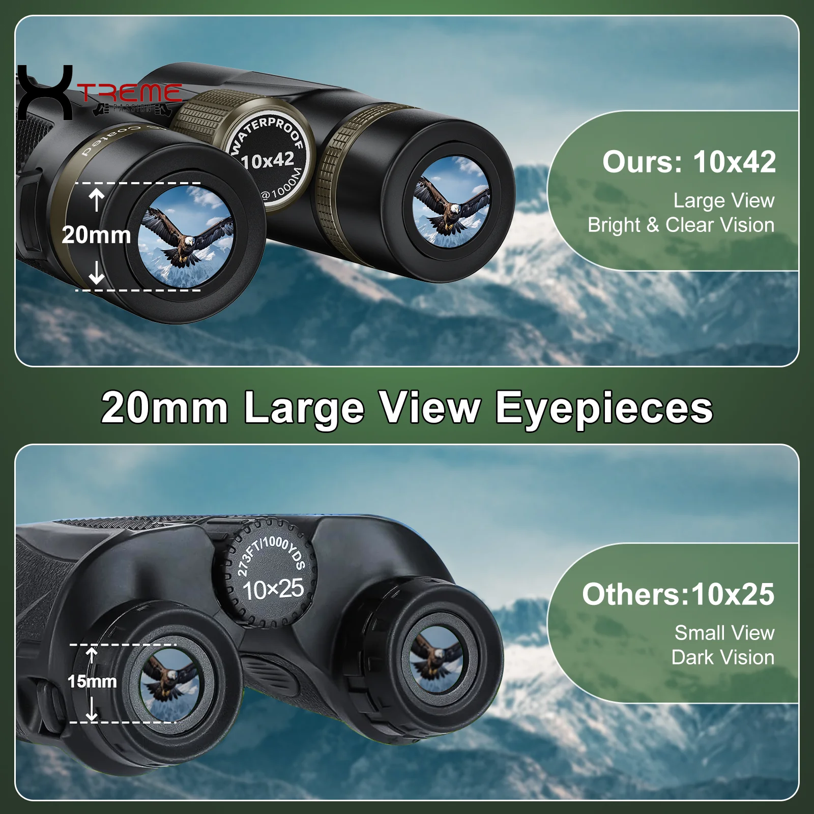 Unleash Your Outdoor Adventures with the 10X42 HD Professional Binoculars - Waterproof, BAK4 Prism, Includes Phone Adapter & Case for Bird Watching, Hiking & Travel