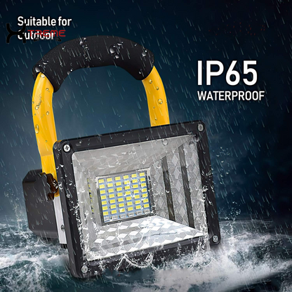 Experience Ultimate Illumination with the 30W Adjustable Brightness 36LED Portable Work Light - Waterproof Flood Light for Garage, Workshop, and Outdoor Adventures in Vibrant Yellow