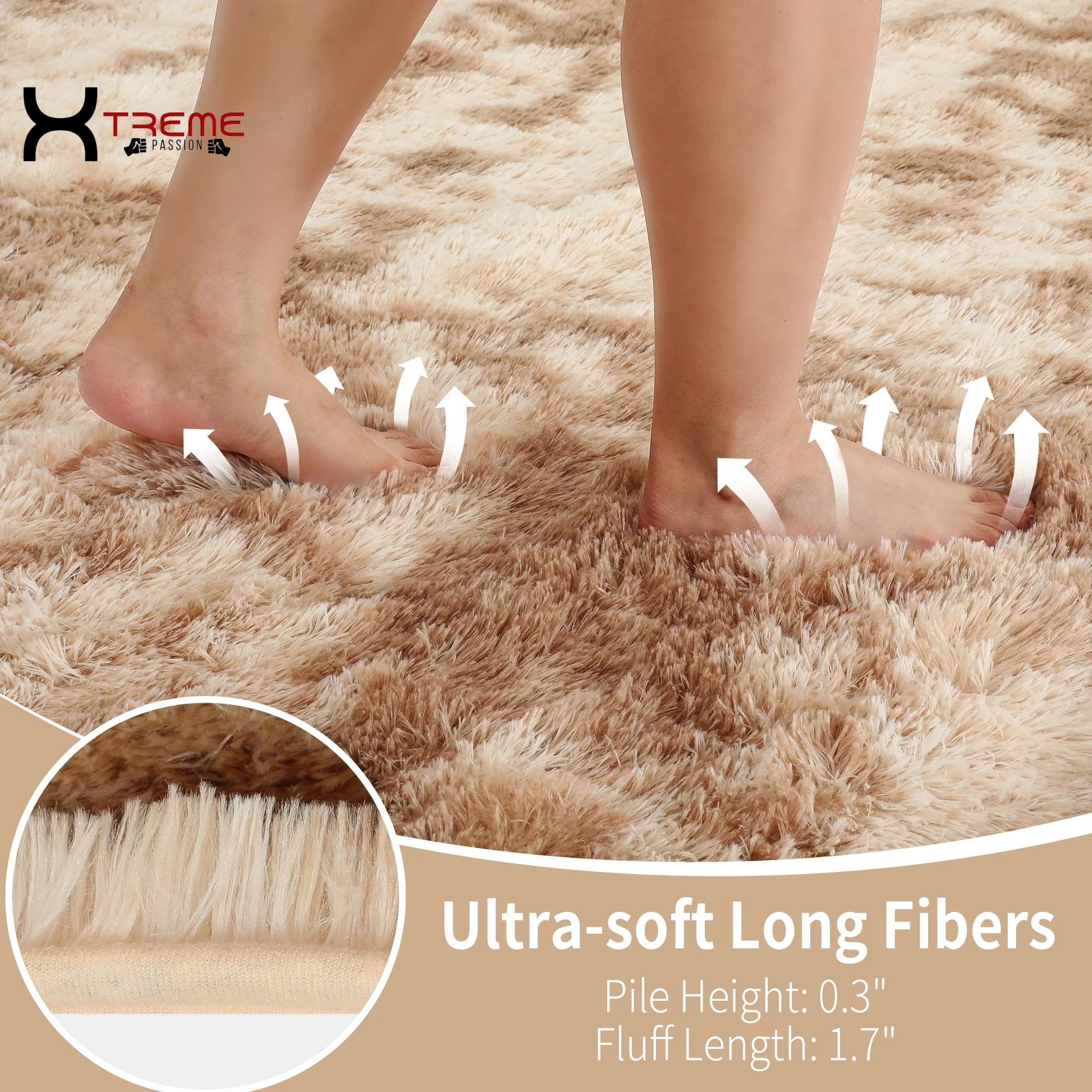 Indulge in Luxury with Our 8x10 Soft Fluffy Camel Area Rug - Perfect for Modern Living Spaces!