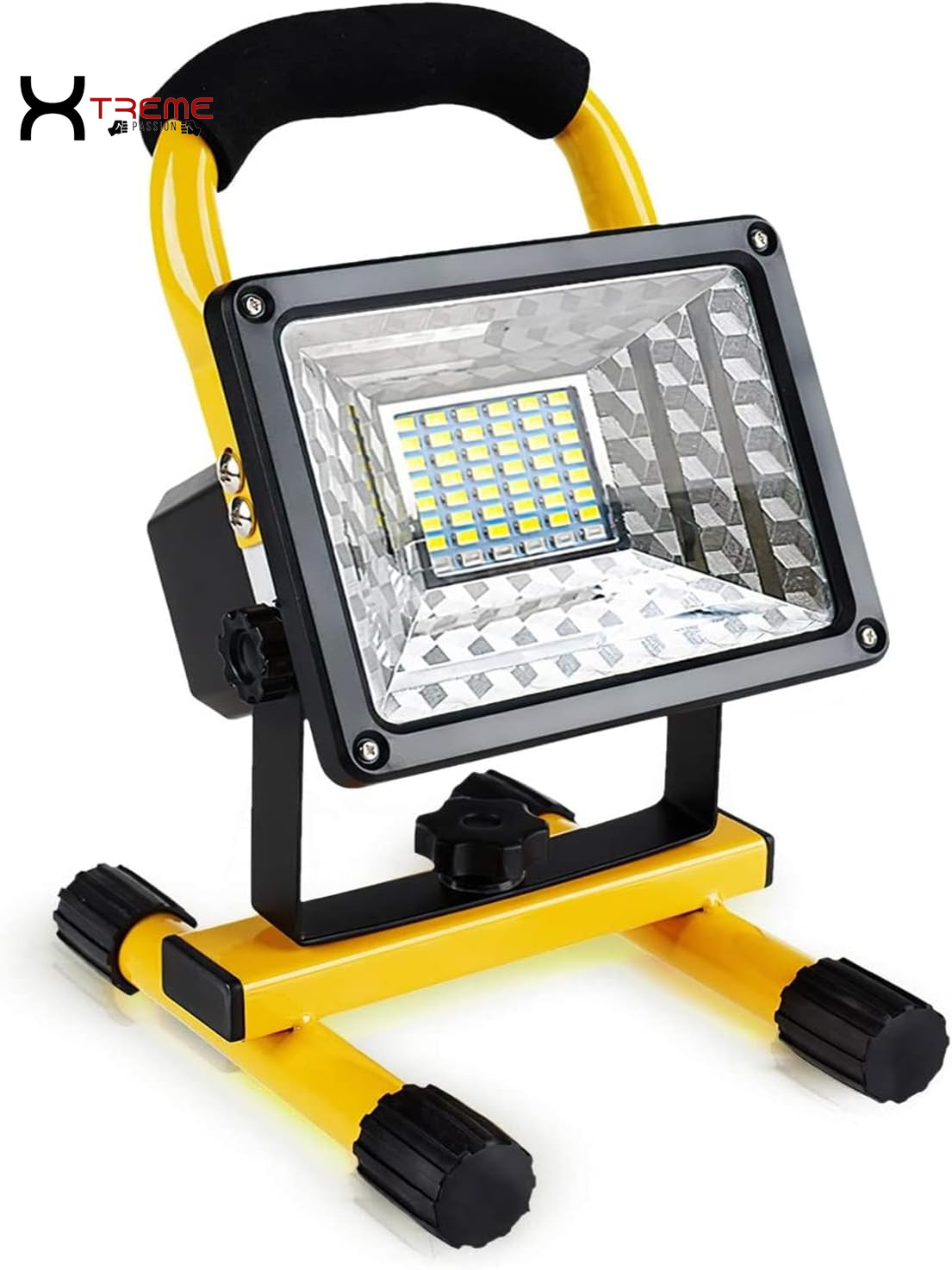 Experience Ultimate Illumination with the 30W Adjustable Brightness 36LED Portable Work Light - Waterproof Flood Light for Garage, Workshop, and Outdoor Adventures in Vibrant Yellow