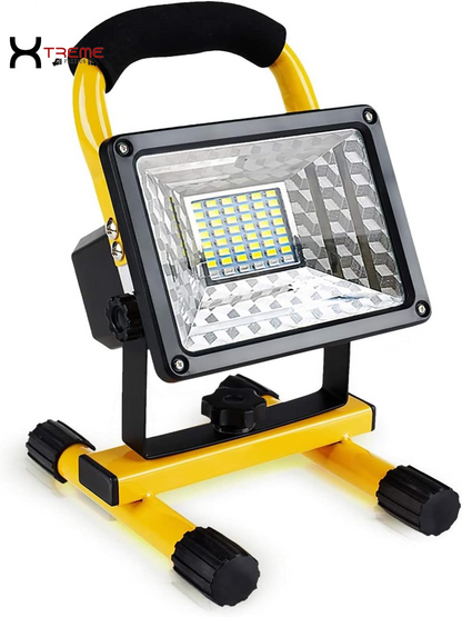 Experience Ultimate Illumination with the 30W Adjustable Brightness 36LED Portable Work Light - Waterproof Flood Light for Garage, Workshop, and Outdoor Adventures in Vibrant Yellow