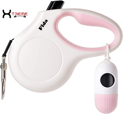 Ultimate 16 Ft Retractable Dog Leash with Poop Bag Dispenser - Tangle-Free & Anti-Slip Handle for Large Dogs Up to 110 Lbs - Reflective Nylon in Navy Blue