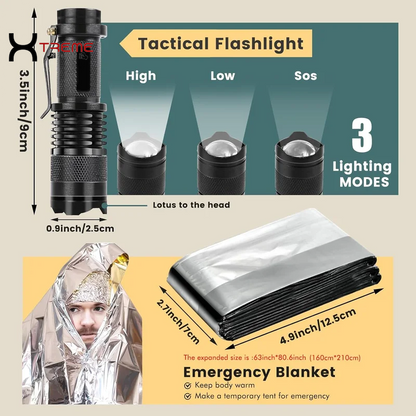 35-in-1 Ultimate Survival Kit - Essential Emergency Gear for Camping, Fishing, and Hunting - Perfect Gift for Men!