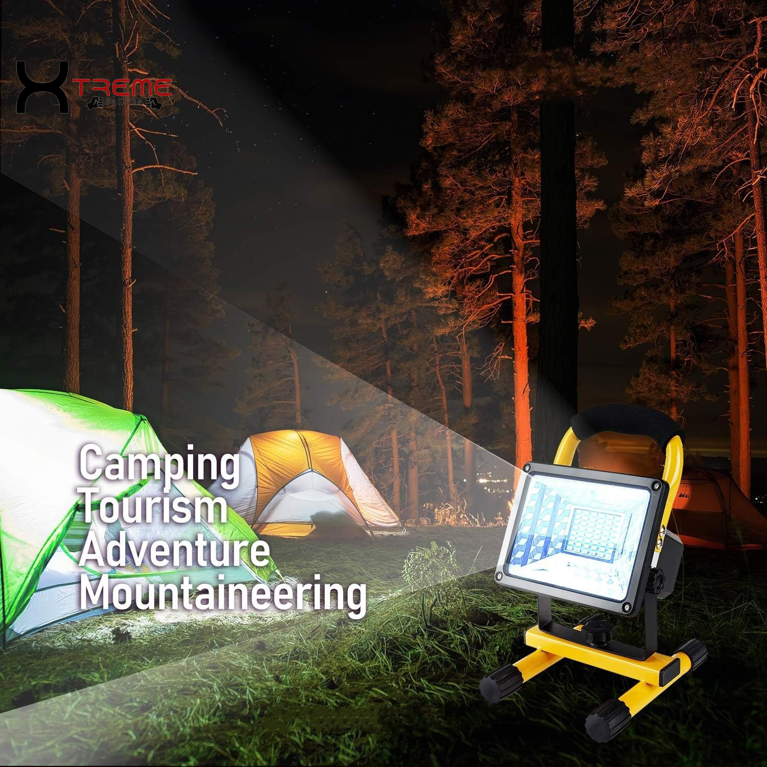 Experience Ultimate Illumination with the 30W Adjustable Brightness 36LED Portable Work Light - Waterproof Flood Light for Garage, Workshop, and Outdoor Adventures in Vibrant Yellow