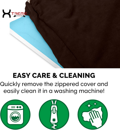 Ultimate Comfort for Your Furry Friend: Large Cooling Gel Dog Bed with Removable Washable Cover - Cozy Berber & Suede Top for Medium to Large Dogs Up to 55 lbs in Stylish Espresso