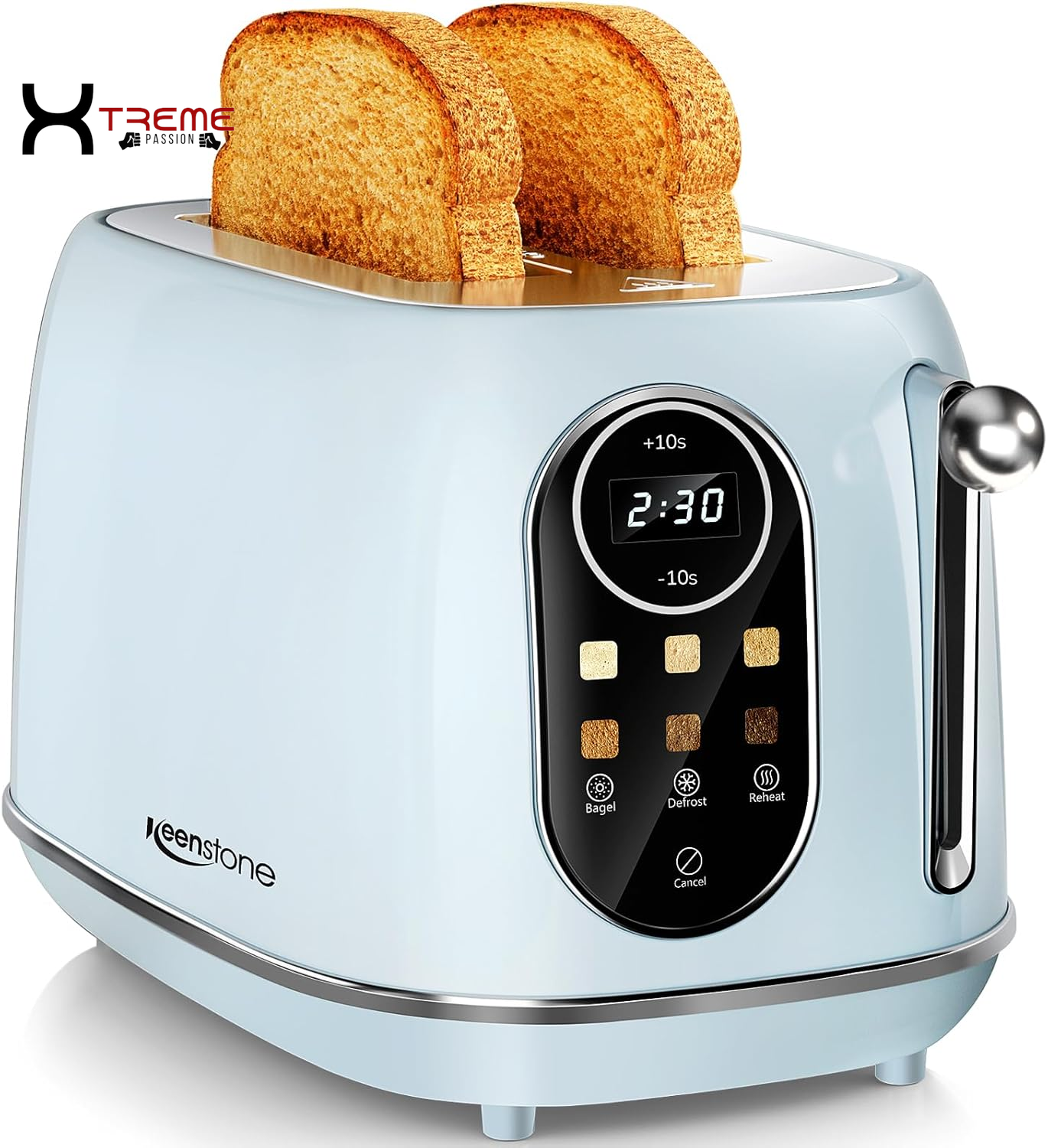 Stylish Deep Blue Compact 2-Slice Toaster with 6 Browning Settings, Bagel & Defrost Functions, and Removable Crumb Tray - Perfect for Every Kitchen!