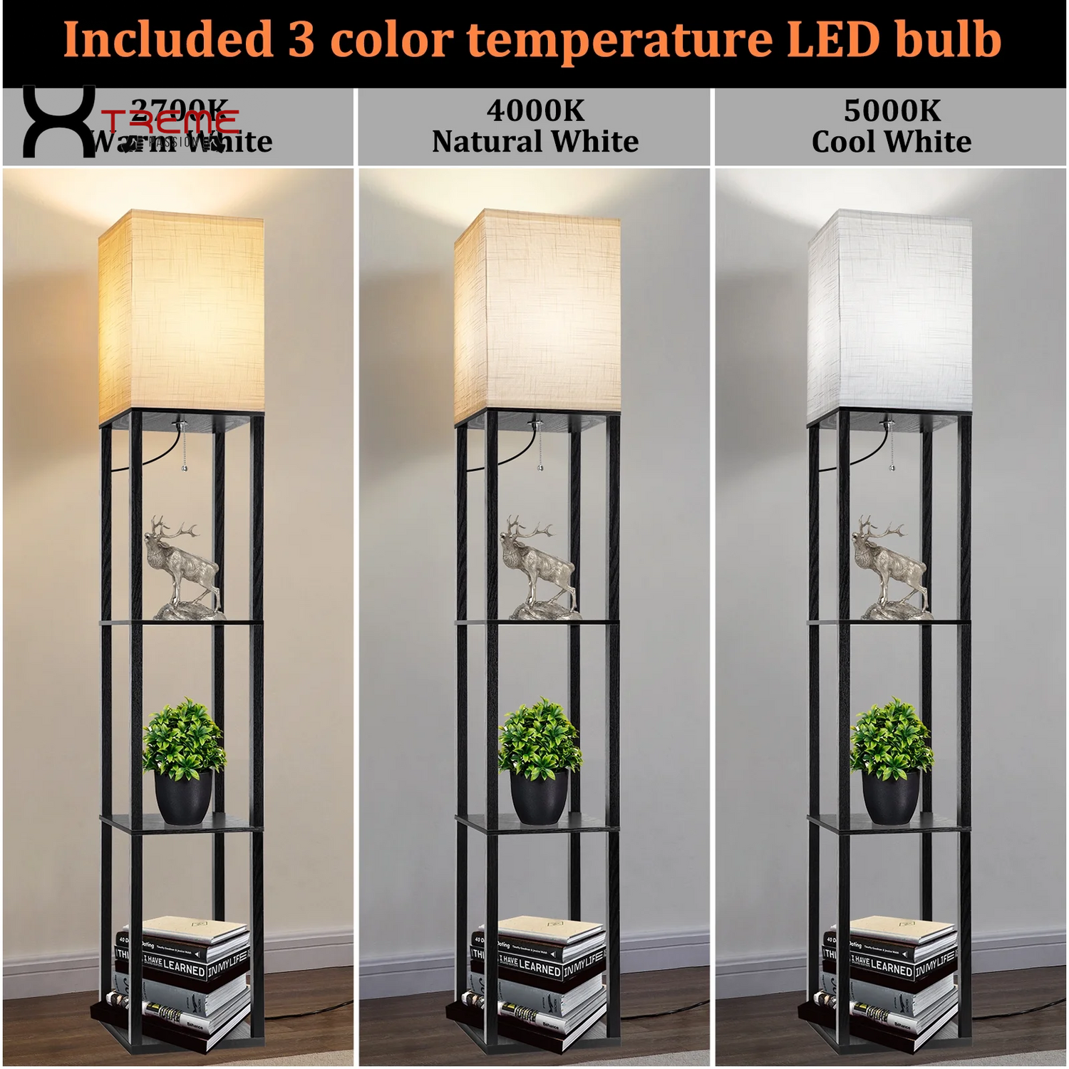 Elevate Your Space with the Modern 63" Black Wood Shelf Floor Lamp - Stylish Lighting & Practical Storage for Any Room