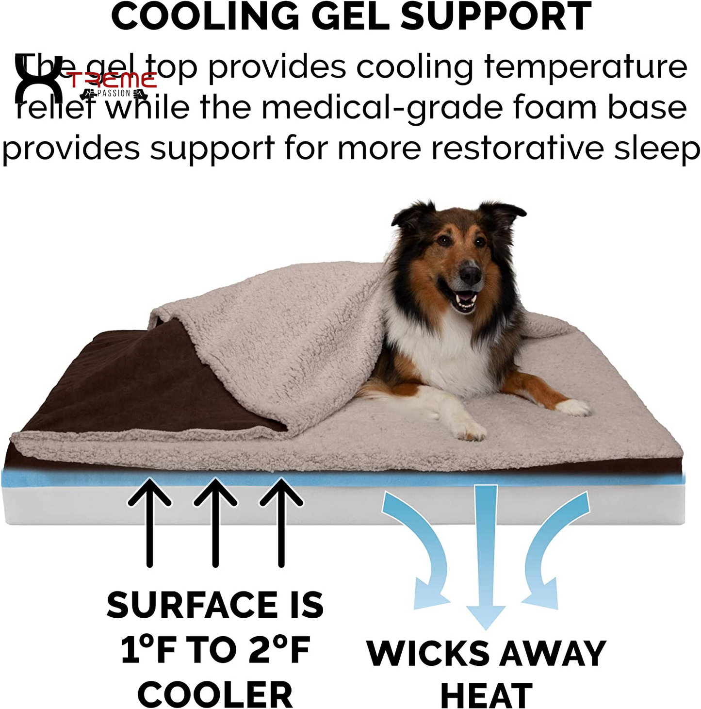 Ultimate Comfort for Your Furry Friend: Large Cooling Gel Dog Bed with Removable Washable Cover - Cozy Berber & Suede Top for Medium to Large Dogs Up to 55 lbs in Stylish Espresso