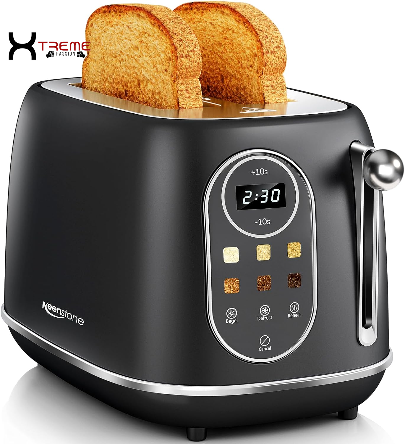 Stylish Deep Blue Compact 2-Slice Toaster with 6 Browning Settings, Bagel & Defrost Functions, and Removable Crumb Tray - Perfect for Every Kitchen!