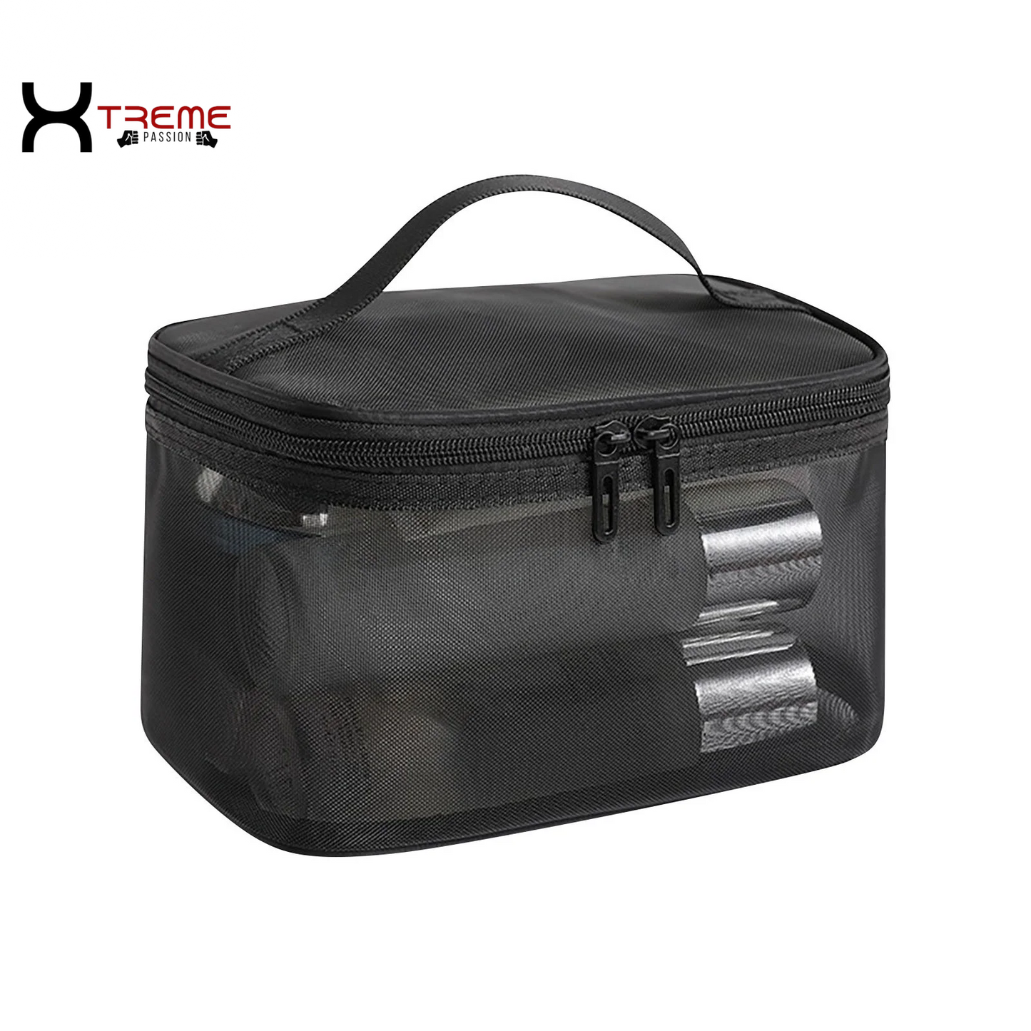 Stylish Black Makeup Bag - Large Capacity Travel Toiletries & Cosmetic Storage Tote with Brush Organizer