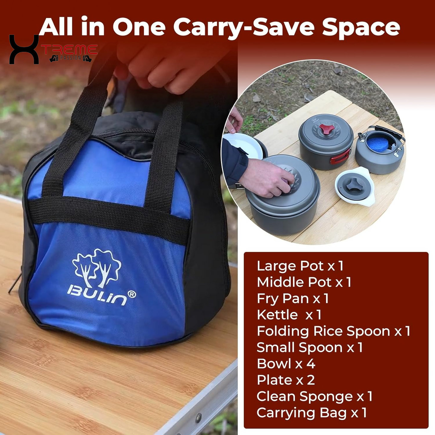 Ultimate 24-Piece Lightweight Camping Cookware Set for Family Adventures – Includes Kettle, Pots, Frying Pan, Bowls, Plates, and Spoon!