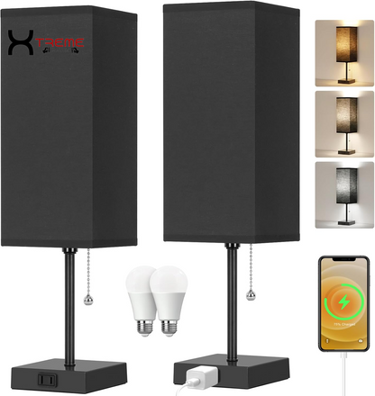 Elevate Your Space with the Modern Touch Control Bedside Lamp - 3-Way Dimmable, USB Ports & AC Outlet, Featuring a Chic White Fabric Shade