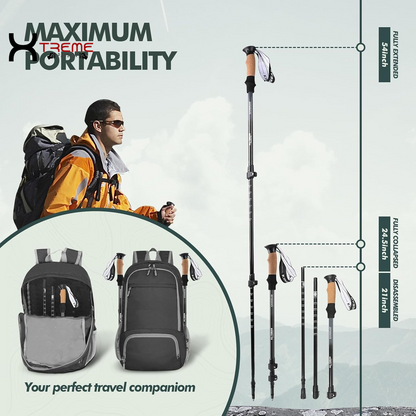 XtremePassion Ultra-Light Professional Hiking Poles - Adventure Ready