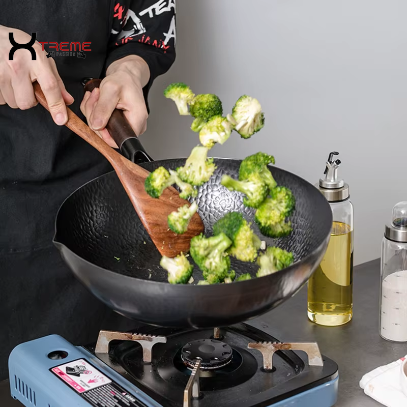 32cm Pure Iron Wok - Versatile Cast Iron Pan for Gas & Induction Cooking - Ideal Chinese Cookware