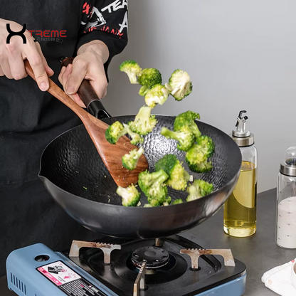 32cm Pure Iron Wok - Versatile Cast Iron Pan for Gas & Induction Cooking - Ideal Chinese Cookware