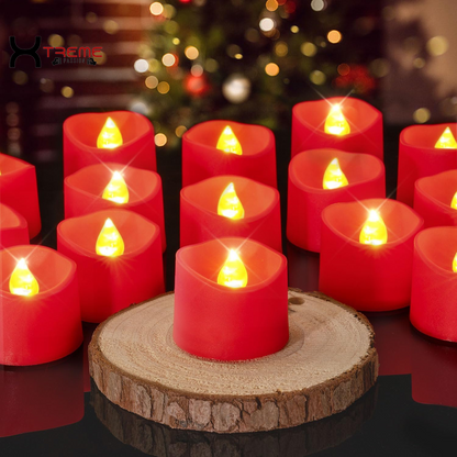 24Pcs Flickering Flameless LED Tea Lights - 200+ Hours of Battery-Operated Ambiance for Weddings, Anniversaries, Halloween, and Christmas Decor