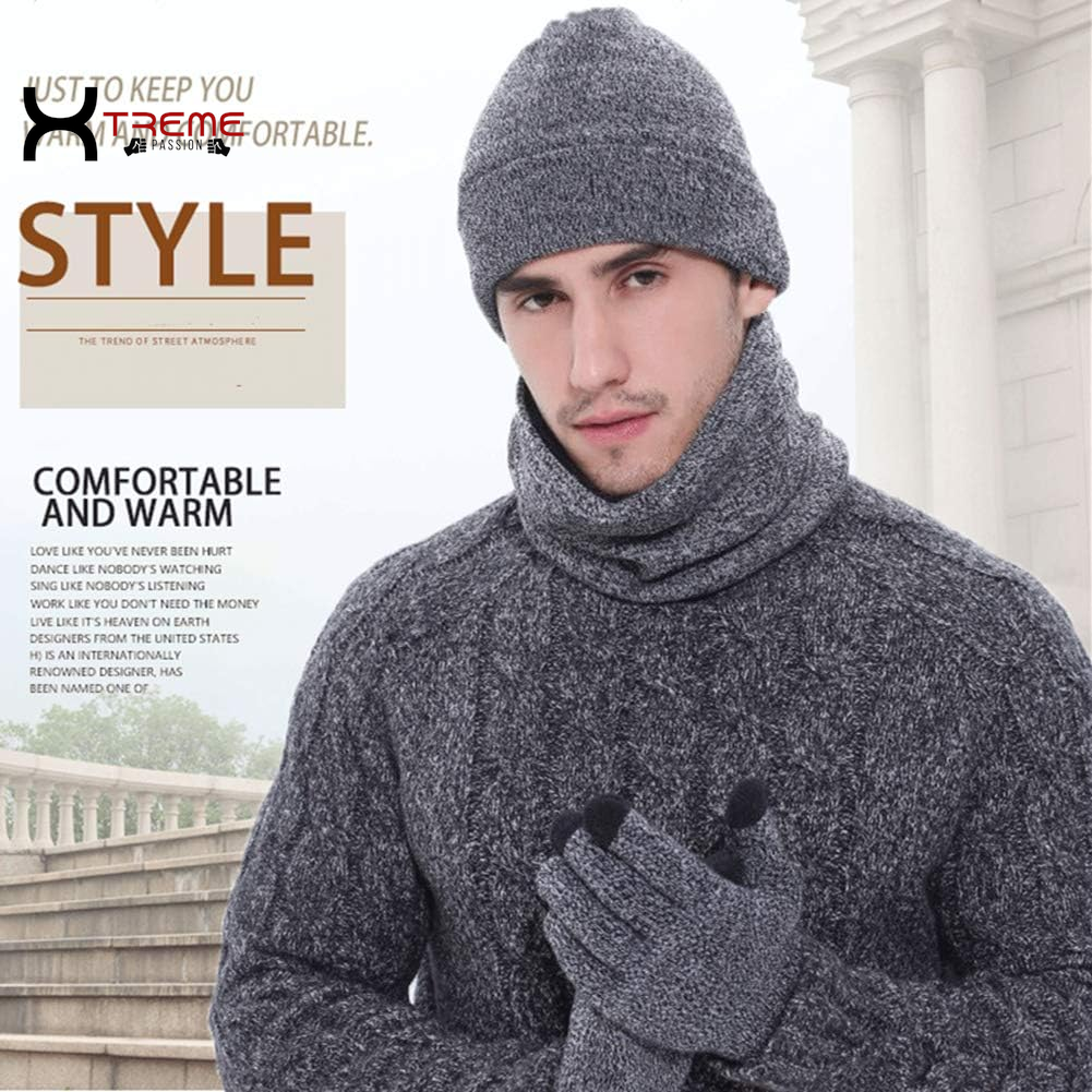 Ultimate Men's Winter Essentials: Cozy Knit Beanie, Warm Scarf & Touchscreen Gloves Set