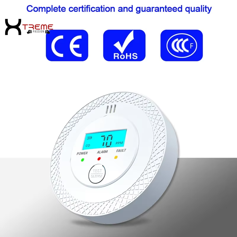 Battery-Powered Carbon Monoxide Detector with LCD Display - Reliable Smoke Alarm for Home, Office, Restaurant, and Hotel Safety