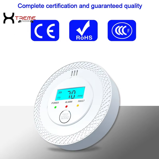 Battery-Powered Carbon Monoxide Detector with LCD Display - Reliable Smoke Alarm for Home, Office, Restaurant, and Hotel Safety