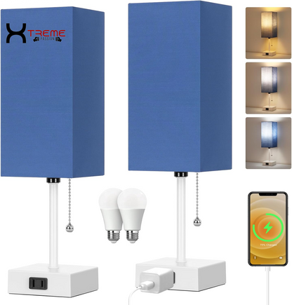 Elevate Your Space with the Modern Touch Control Bedside Lamp - 3-Way Dimmable, USB Ports & AC Outlet, Featuring a Chic White Fabric Shade