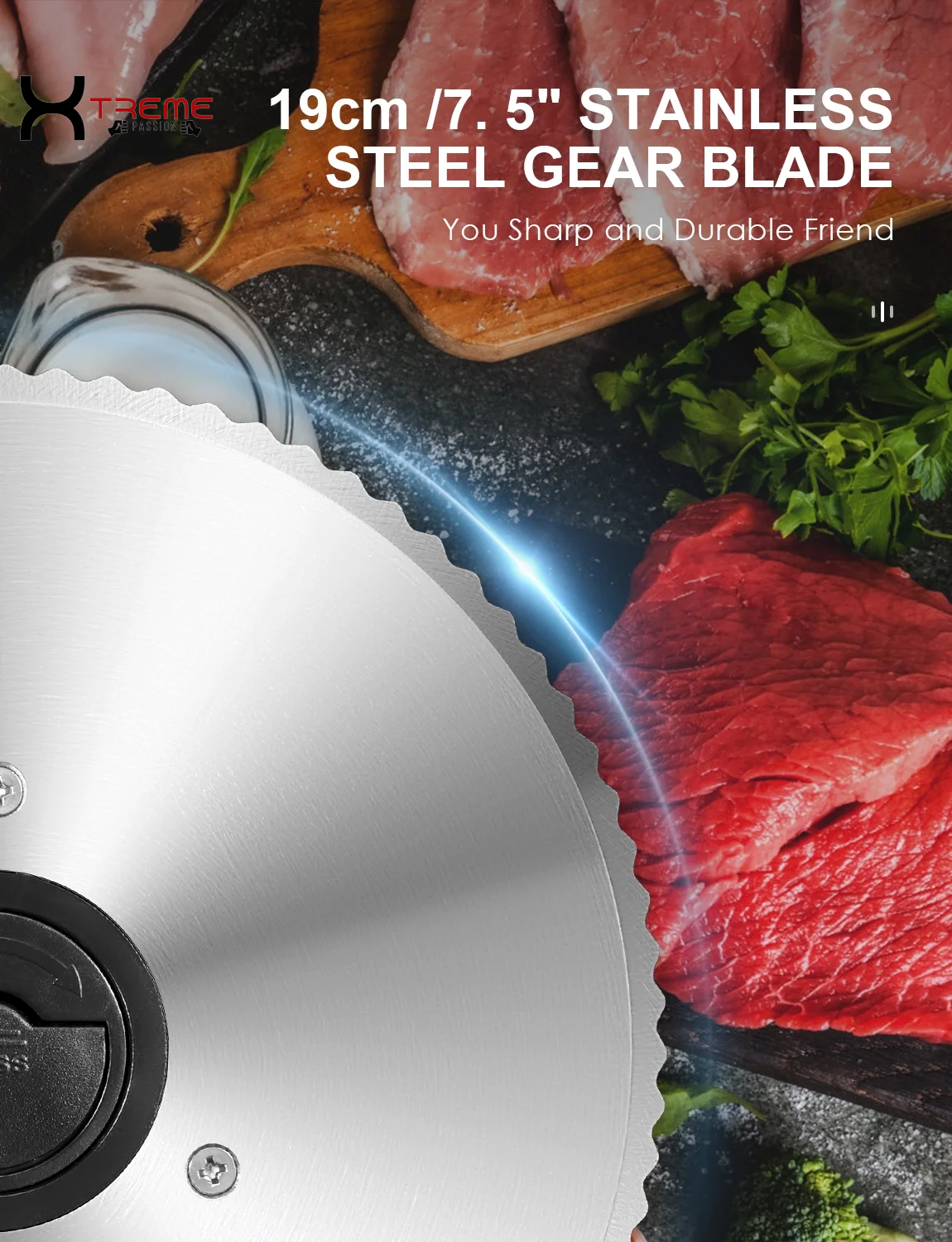 Premium 200W Electric Meat Slicer - Versatile 7.5" Stainless Steel Blades & Adjustable Thickness for Perfect Deli Cuts at Home - Sleek Silver Design