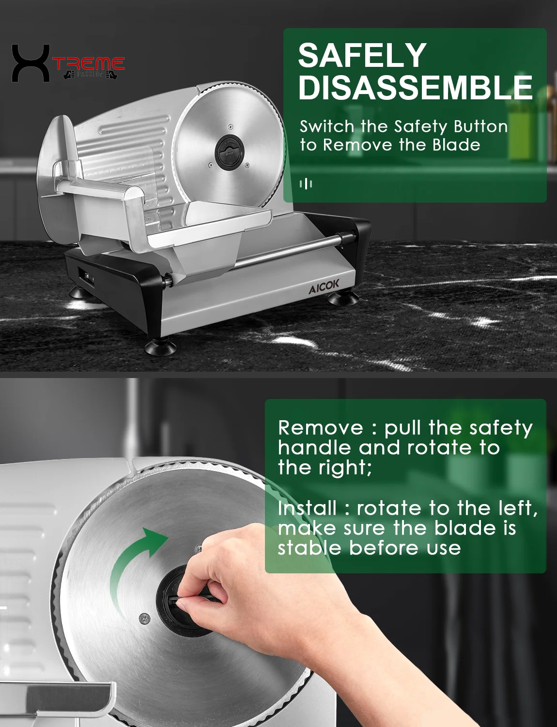 Premium 200W Electric Meat Slicer - Versatile 7.5" Stainless Steel Blades & Adjustable Thickness for Perfect Deli Cuts at Home - Sleek Silver Design