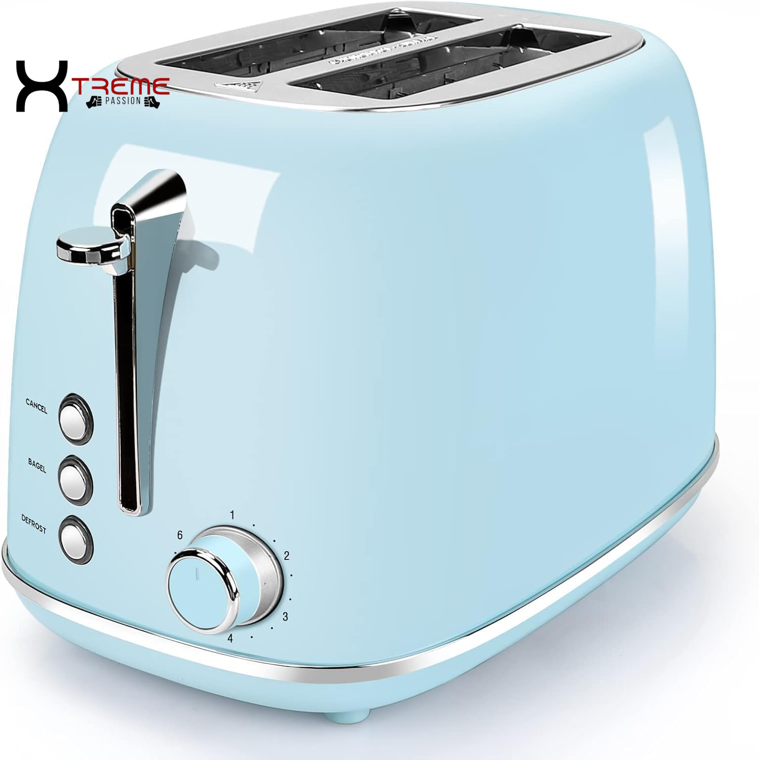 Stylish Deep Blue Compact 2-Slice Toaster with 6 Browning Settings, Bagel & Defrost Functions, and Removable Crumb Tray - Perfect for Every Kitchen!