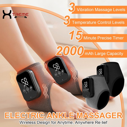 Indulge in Comfort: 2PCS Wireless Heated Foot Massagers with Smart Timer - 3-in-1 Vibrating Relief for Neuropathy, Ankle Relaxation & Enhanced Blood Circulation - Perfect for Home, Office & Travel (Gray)