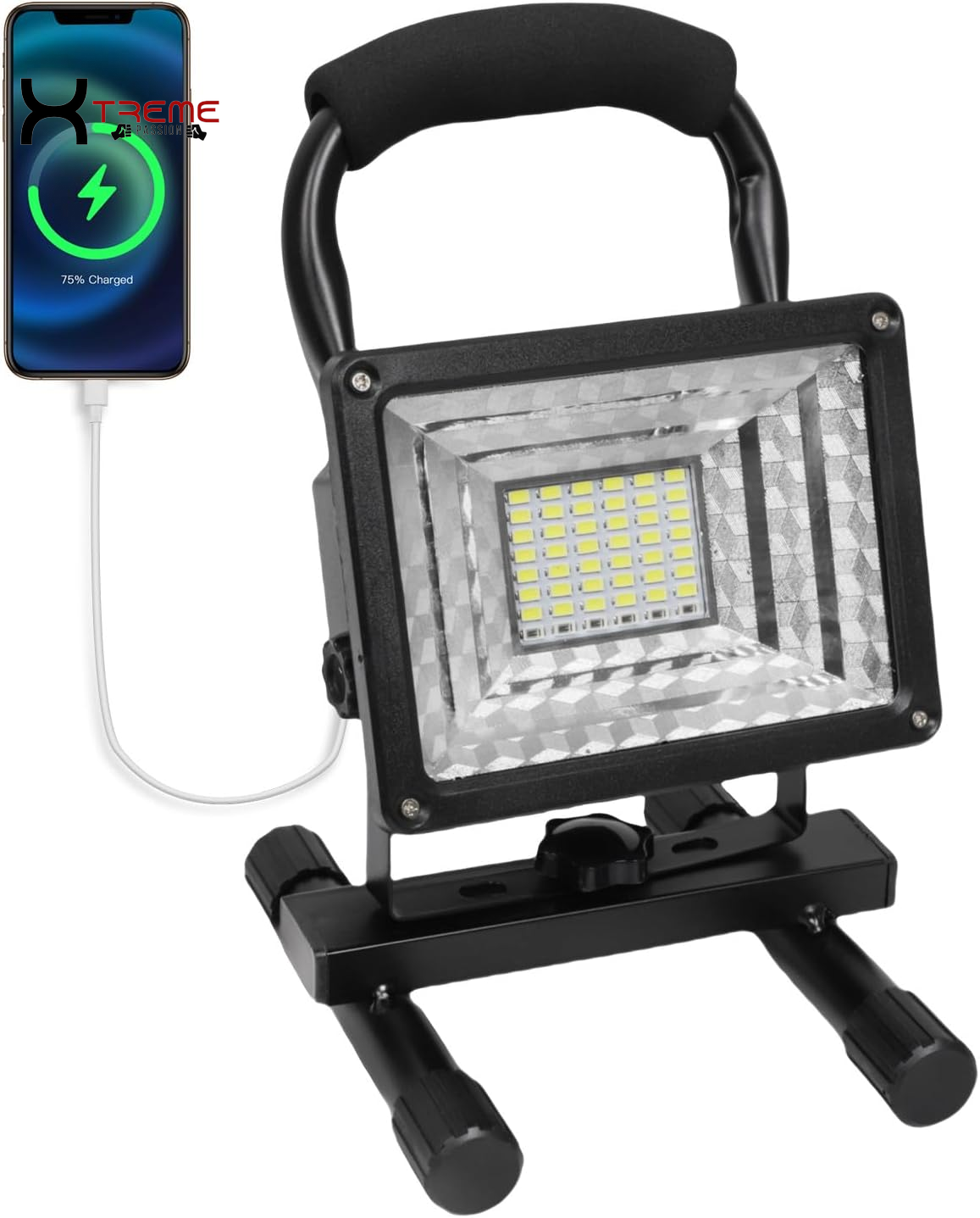 Experience Ultimate Illumination with the 30W Adjustable Brightness 36LED Portable Work Light - Waterproof Flood Light for Garage, Workshop, and Outdoor Adventures in Vibrant Yellow