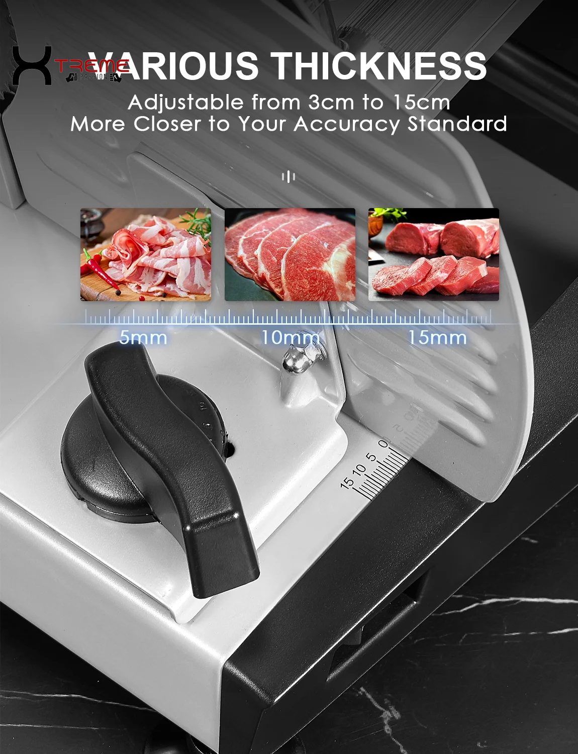 Premium 200W Electric Meat Slicer - Versatile 7.5" Stainless Steel Blades & Adjustable Thickness for Perfect Deli Cuts at Home - Sleek Silver Design